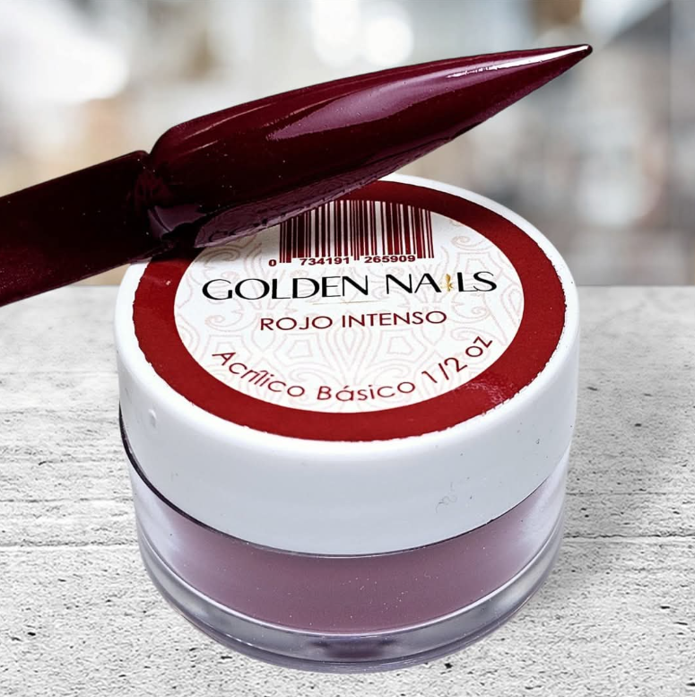 ACRILICO ROJO INTENSO GOLDEN NAILS